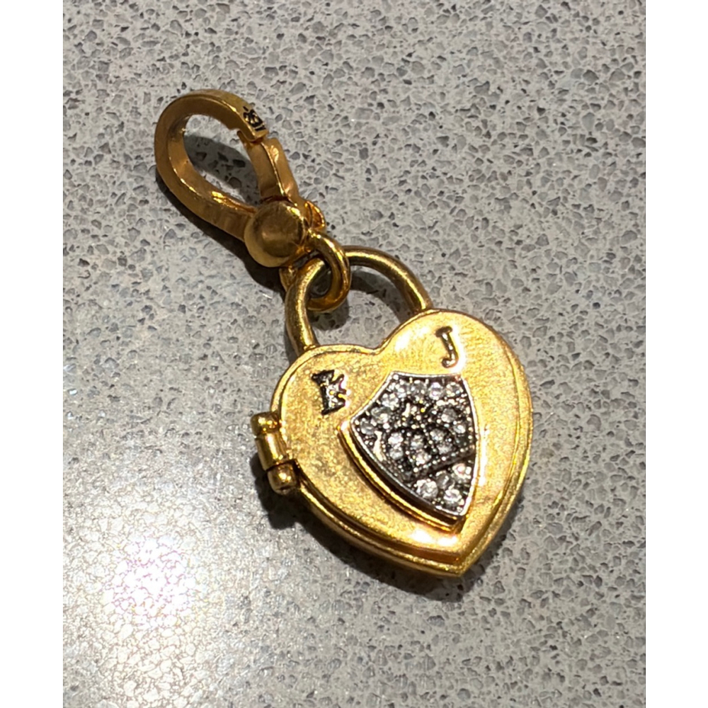 Women's Juicy Couture Gold & Silver Rhinestone Heart Locket Charm One Size